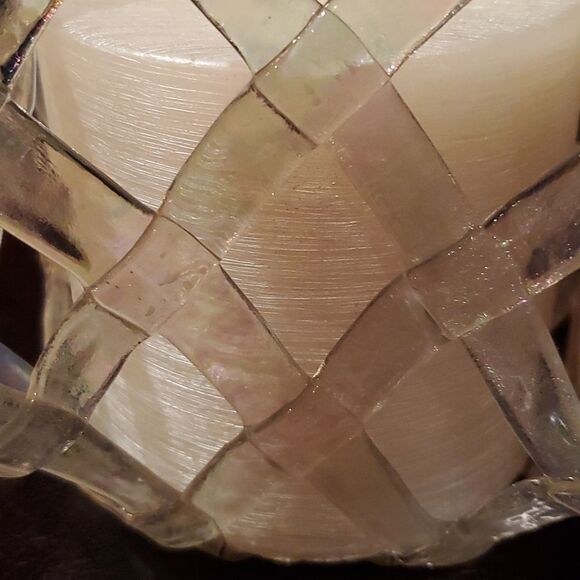 Blown Glass & Candle! Delecate Latice Design, NWOT! - Picture 8 of 9